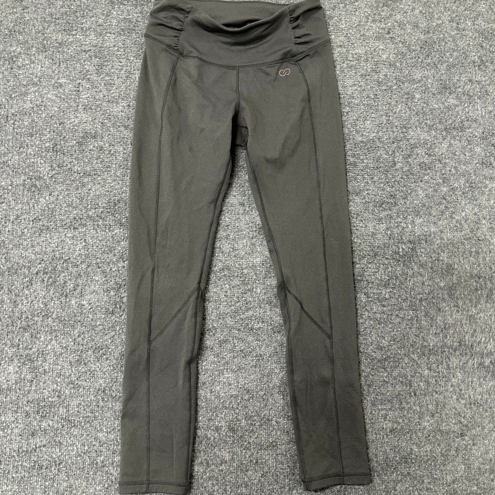 CALIA Leggings Womens Size M Gray Ruched High Waist Back Zip Pocket Pant